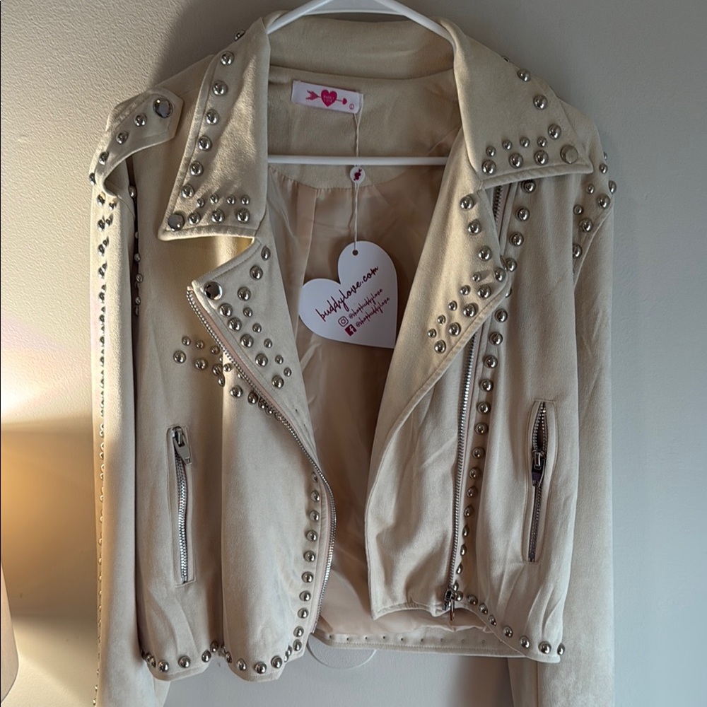 NWT Buddy Love Studded Cream Jacket L
